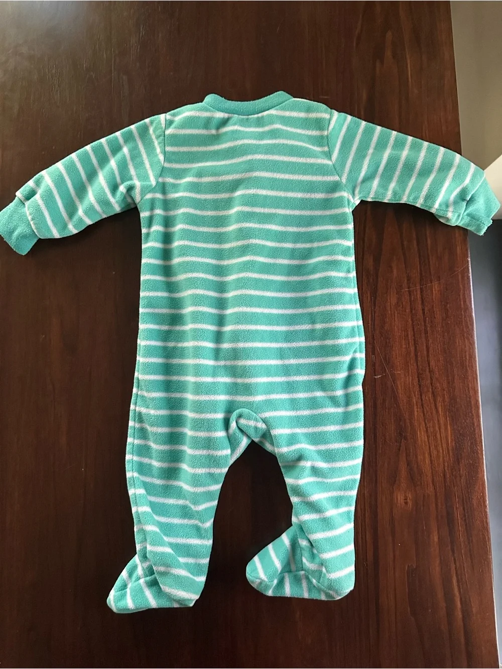 3- Carter's Striped 'Little Brother' Footed Pajamas - Blue, Green, Cream
